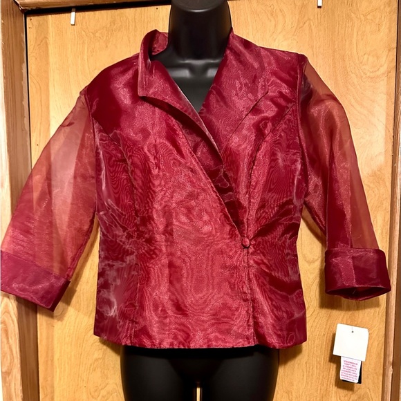 NWT Alex Evenings burgundy size small petite blazer/blouse - Picture 3 of 8